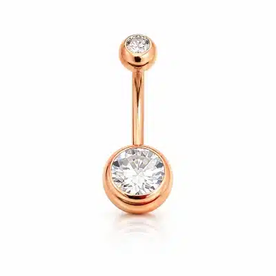 Piercing Αφαλού Διπλό Ζιργκόν Ροζ Χρυσό – NIRE SA0004