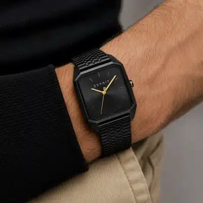 Ανδρικό Ρολόι Esprit Cube Μαύρο με Τετράγωνη Κάσα ES1G071M0075