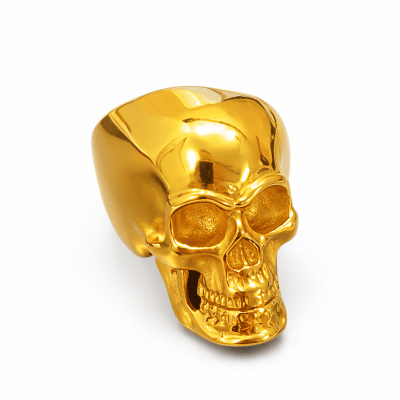 Ανδρικό χρυσό δαχτυλίδι κρανίο από ατσάλι – Skull design NRR0027