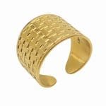 Chunky Χρυσό Δαχτυλίδι με Geometric Design NRWR0015