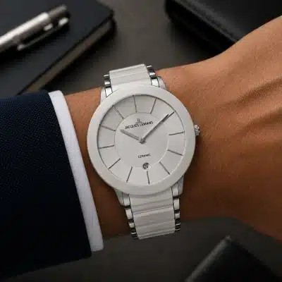 Ανδρικό Ρολόι Jacques Lemans Dublin Κεραμικό 38mm Λευκό 1-1855B