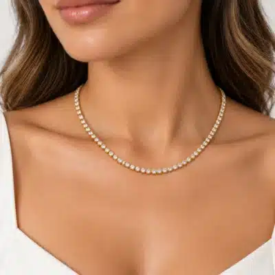 Χρυσό Κολιέ με Πέτρες Ζιργκόν – Elegant Minimal Κόσμημα NRWN0037