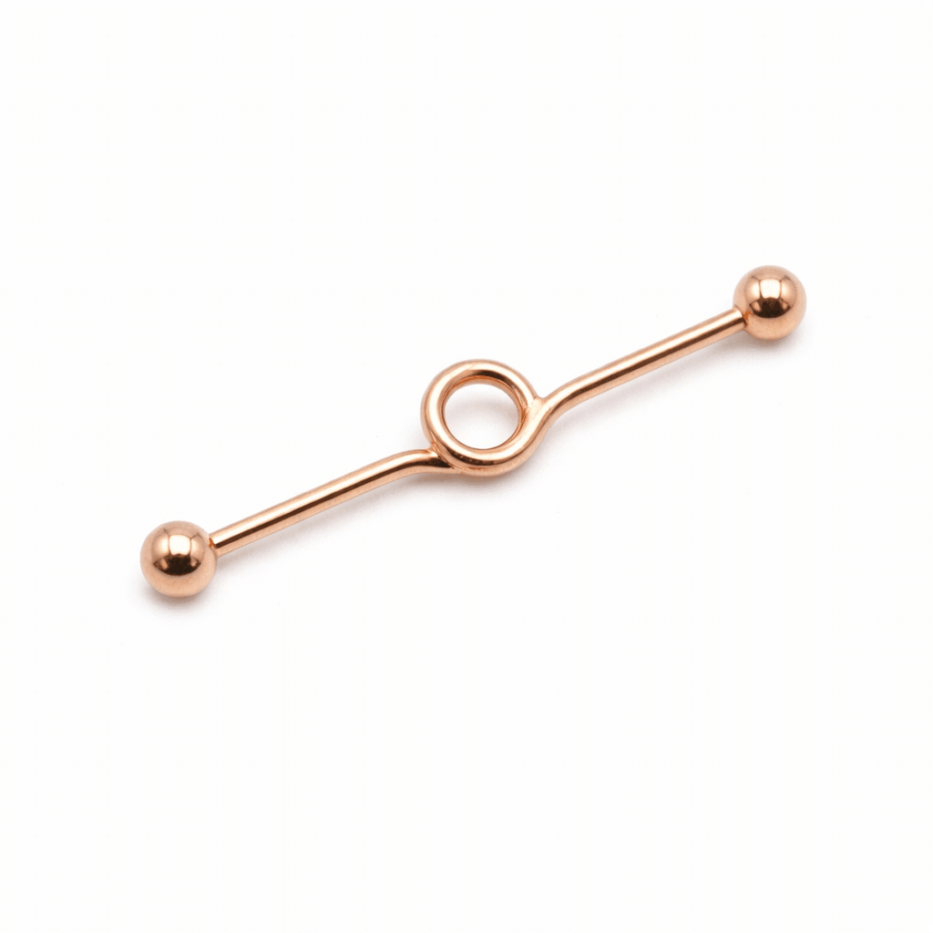 Industrial Piercing Ροζ Χρυσό με Κεντρικό Κρίκο NRI0032 Industrial Piercing Ροζ Χρυσό με Κεντρικό Κρίκο NRI0032