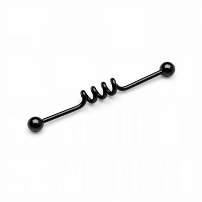 Industrial Barbell Piercing Μαύρο με Σπειροειδή Κέντρο NRI0033