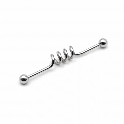 Ασημί Industrial Piercing με Σπειροειδή Λεπτομέρεια NRI0026