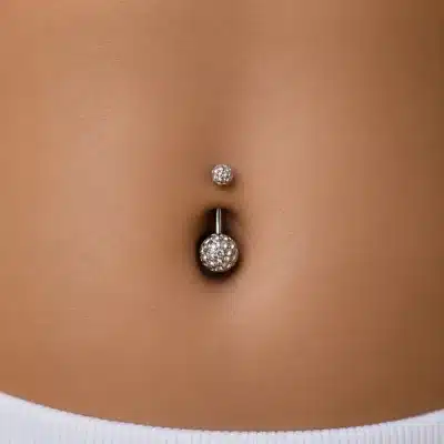 Piercing Αφαλού Glitter Μπίλια Ζιργκόν Ασημί – NIRE SA0114