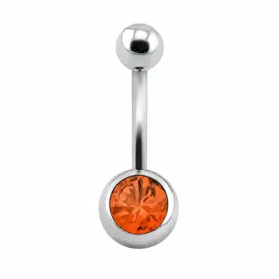 Piercing Αφαλού Ασημί με Πορτοκαλί Πέτρα SA1515 Piercing Αφαλού Ασημί με Πορτοκαλί Πέτρα SA1515