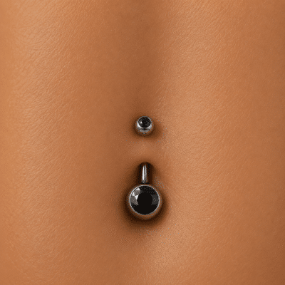 Piercing Αφαλού με Μαύρη Πέτρα – Minimal Κόσμημα Σώματος SA1025