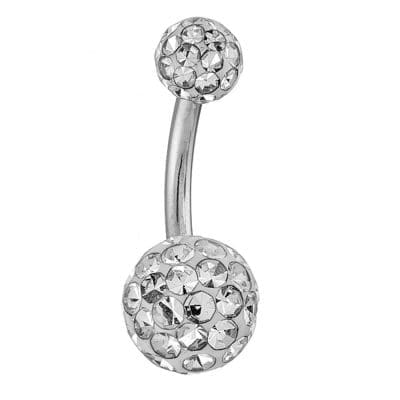 Piercing Αφαλού Glitter Μπίλια Ζιργκόν Ασημί – NIRE SA0114