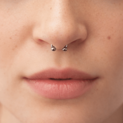 Septum με Μπίλιες σε Ασημί Φινίρισμα SS0001