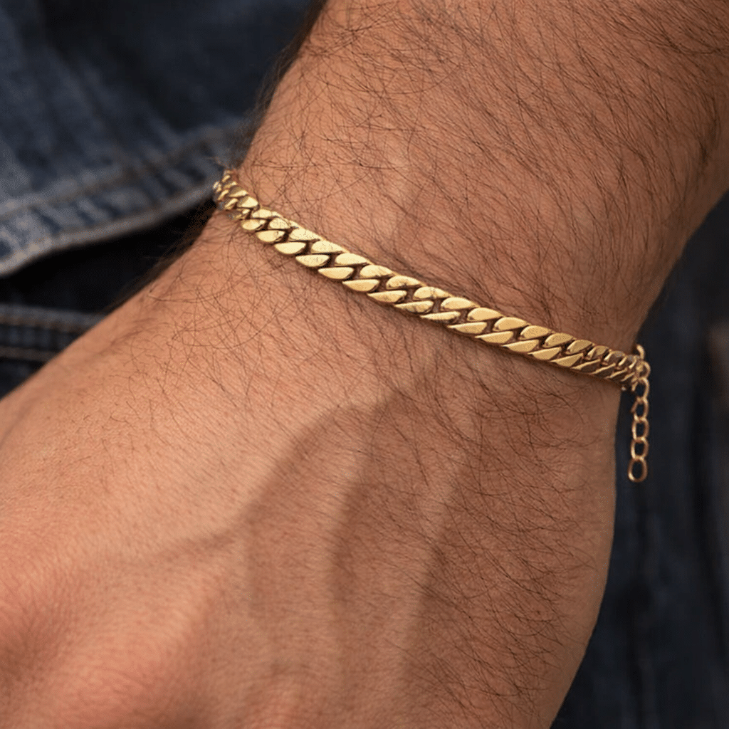 Χρυσό ατσάλινο βραχιόλι curb chain – Ανδρικό πλατύ βραχιόλι CAT0010 Χρυσό ατσάλινο βραχιόλι curb chain – Ανδρικό πλατύ βραχιόλι CAT0010