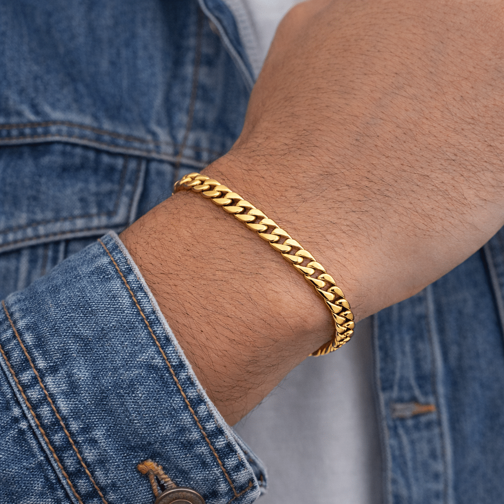 Χρυσό ατσάλινο βραχιόλι curb chain – Ανδρικό βραχιόλι CAT0014 Χρυσό ατσάλινο βραχιόλι curb chain – Ανδρικό βραχιόλι CAT0014