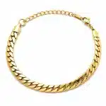 Χρυσό ατσάλινο βραχιόλι curb chain – Ανδρικό πλατύ βραχιόλι CAT0010