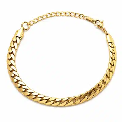 Χρυσό ατσάλινο βραχιόλι curb chain – Ανδρικό πλατύ βραχιόλι CAT0010
