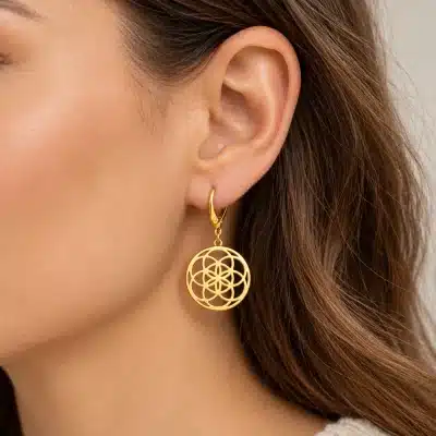 Κρεμαστά Σκουλαρίκια Mandala Χρυσά Elegant SS39