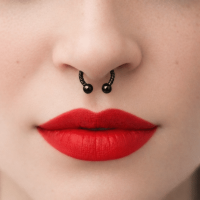 Μαύρο Septum με Στριφτή Υφή και Μπίλιες SS2