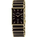 Ρολόι Ανδρικό Jacques Lemans Ceramic Χρυσό Μαύρο Ορθογώνιο 1-1593.1G