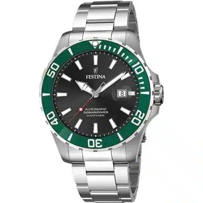 Festina Rectangular Black Dial Watch με Ατσάλινο Μπρασελέ F20677/4