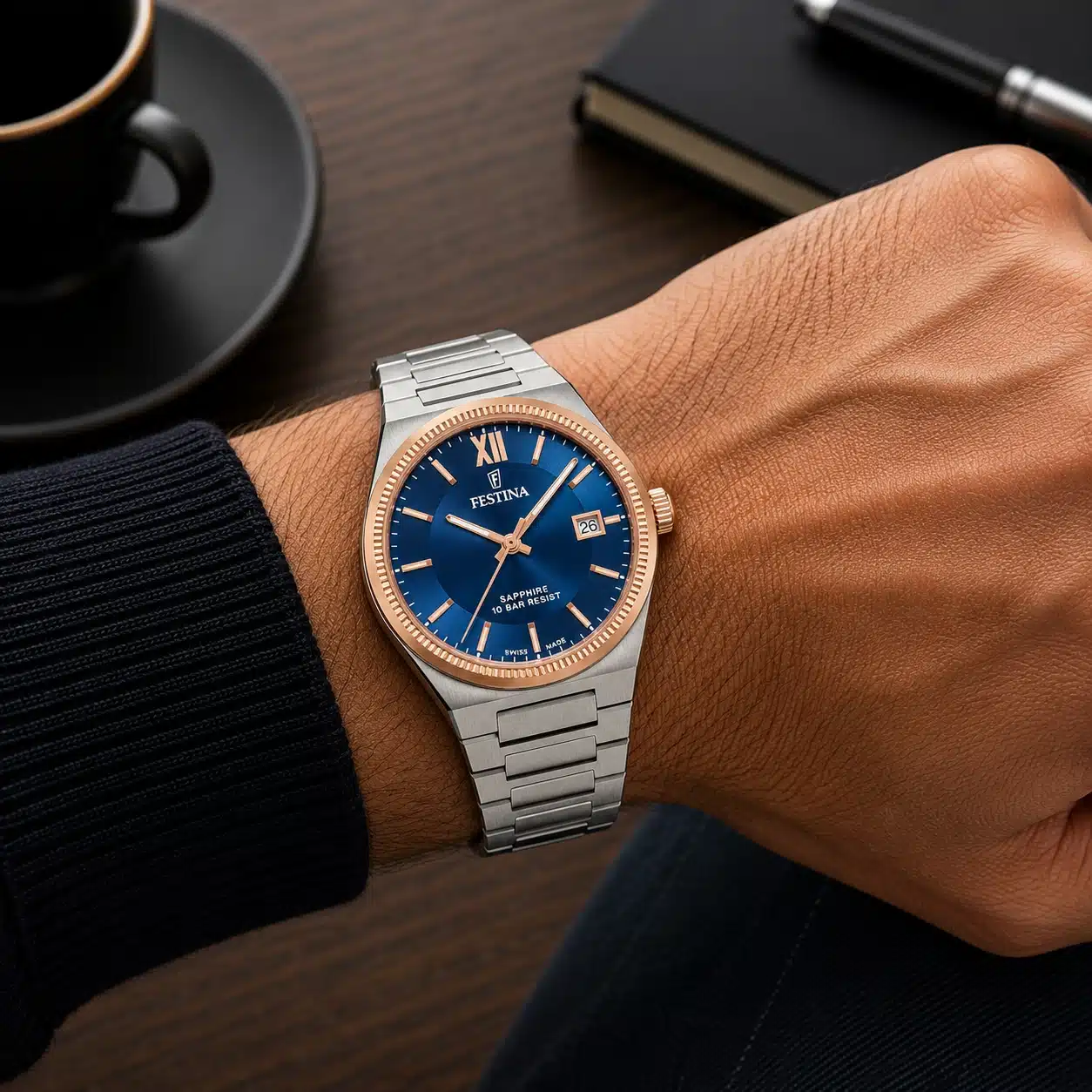 Aνδρικό ρολόι Festina Swiss Made μπλε καντράν 40mm F20036/2 Aνδρικό ρολόι Festina Swiss Made μπλε καντράν 40mm F20036/2