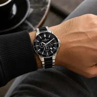 Ανδρικό Ρολόι Jacques Lemans Chronograph 43mm Κεραμικό/Ατσάλινο με Sapphire Crystal & 10ATM 1-2166A