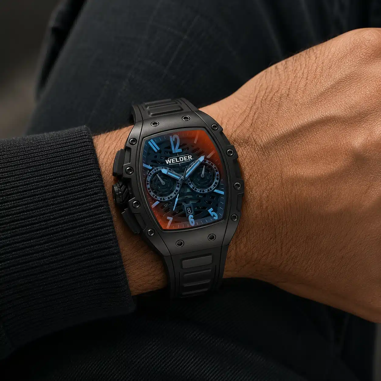Ανδρικό Ρολόι Welder Tonneau Quartz Dual Time με Μαύρο Λουρί W75 WRM2003-R Ανδρικό Ρολόι Welder Tonneau Quartz Dual Time με Μαύρο Λουρί W75 WRM2003-R