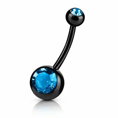 Piercing Αφαλού Μαύρο με Μπλε Ζιργκόν SA1029