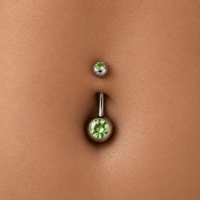 Piercing Αφαλού Πράσινο Ζιργκόν Ασημί – NIRE SA126