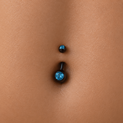 Piercing Αφαλού Μαύρο με Μπλε Ζιργκόν SA1029