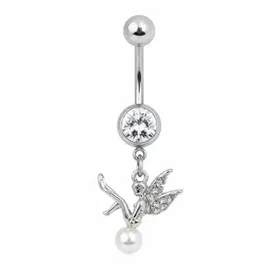 Piercing Αφαλού Ασημί Τετράγωνο με Ζιργκόν SA777
