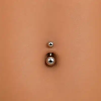 Piercing Αφαλού Ασημί με Λείο Σχέδιο Μπάλας SA845