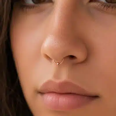 Septum Piercing κρίκος με μπίλια ροζ χρυσό – minimal κόσμημα SS0018/20