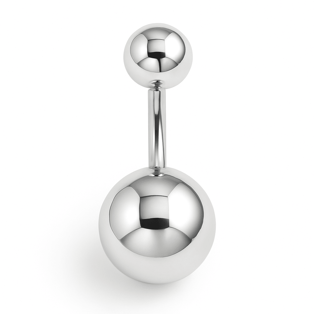 Piercing Αφαλού Ασημί με Λείο Σχέδιο Μπάλας SA845 Piercing Αφαλού Ασημί με Λείο Σχέδιο Μπάλας SA845