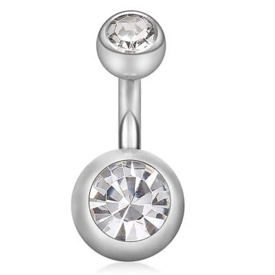 Piercing Αφαλού Ασημί με Λείο Σχέδιο Μπάλας SA845
