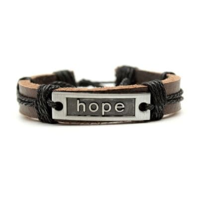 Ανδρικό βραχιόλι hope – Δερμάτινο βραχιόλι με μήνυμα hope MAN86