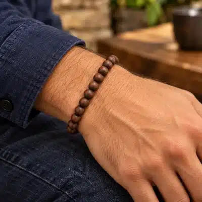 Ξύλινο βραχιόλι χειροποίητο – Minimal ανδρικό φυσικό κόσμημα MAN136