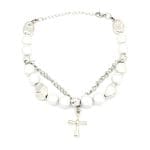 Βραχιόλι Λευκός Αχάτης με Σταυρό NRMB0148