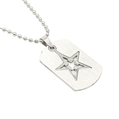 Κολιέ dog tag με αστέρι από ανοξείδωτο ατσάλι NECK2 Κολιέ dog tag με αστέρι από ανοξείδωτο ατσάλι NECK2