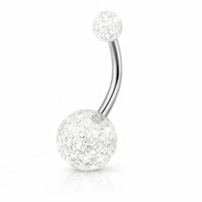 Piercing Αφαλού με Τιρκουάζ Μπάλα και Ασημί Μπάρα SA999