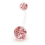 Piercing Αφαλού με Κόκκινα Στίγματα σε Λευκή Μπάρα SA1034