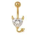 Piercing Αφαλού Καρδιά με Ζιργκόν – Devil Heart Χρυσό SA1021