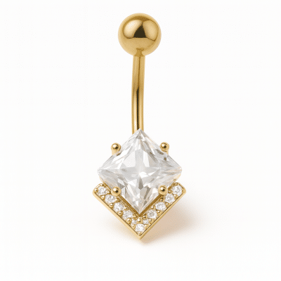 Piercing Αφαλού Καρδιά με Ζιργκόν – Devil Heart Χρυσό SA1021