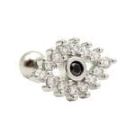 Helix Piercing μάτι ζιργκόν – λαμπερό piercing με μαύρη πέτρα SS113