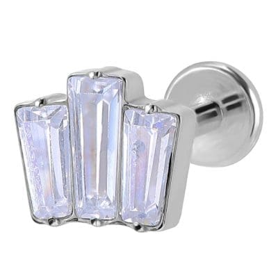 Helix Piercing Λουλούδι Ζιργκόν Ασημί Minimal Design SS124B