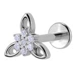 Helix Piercing Λουλούδι Ζιργκόν Ασημί Elegant Design SS142B