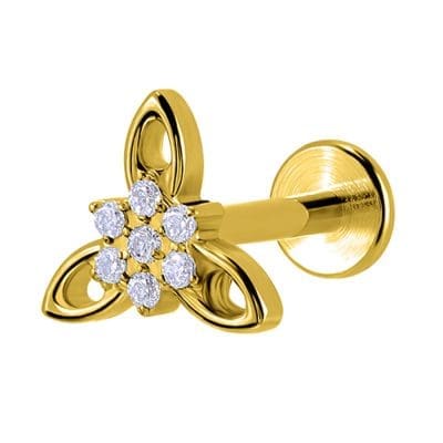 Helix Piercing Λουλούδι Χρυσό με Ζιργκόν SS142A