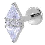 Helix Piercing Τρίγωνο Ζιργκόν Ασημί Geometric Design SS129