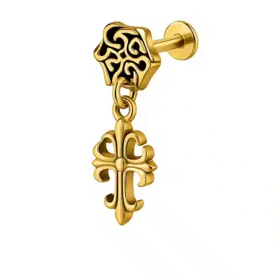 Helix Piercing Κρεμαστό Σταυρός Χρυσό – Μοντέρνο Design SS187A