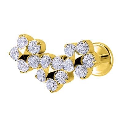 Helix Piercing Τριπλό Ζιργκόν Χρυσό Elegant Design SS136