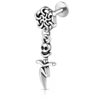 Helix skull dagger piercing – edgy ασημί σχέδιο SS172B