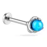 Helix Piercing με μπλε πέτρα – λαμπερό ασημί piercing SS118